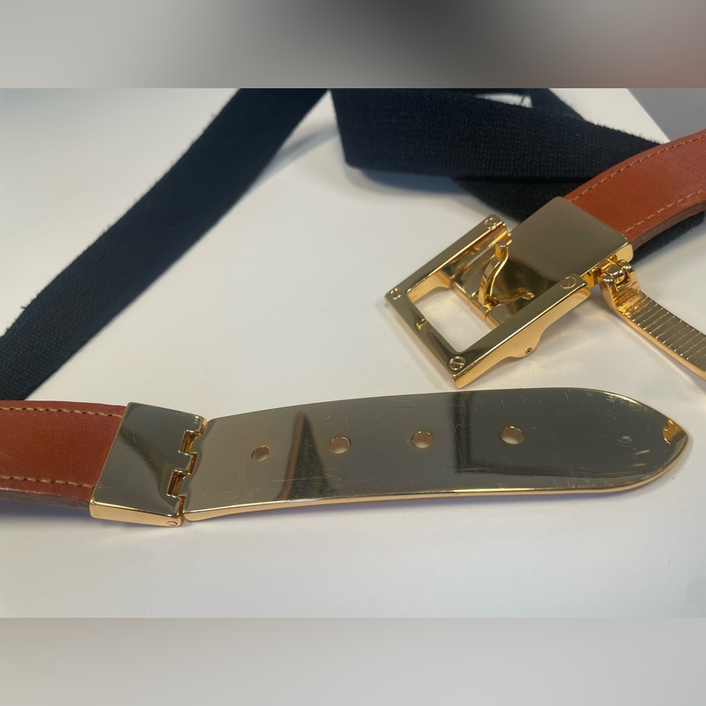 Tory Burch stretch blue belt gold buckle USA woman’s large - Picture 5 of 6